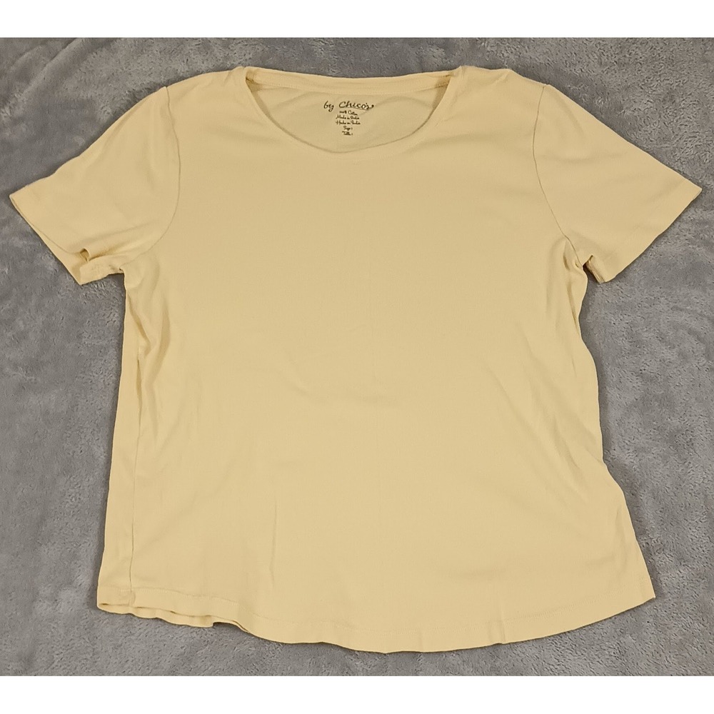 Chico's soft butter yellow ladies tee, size M